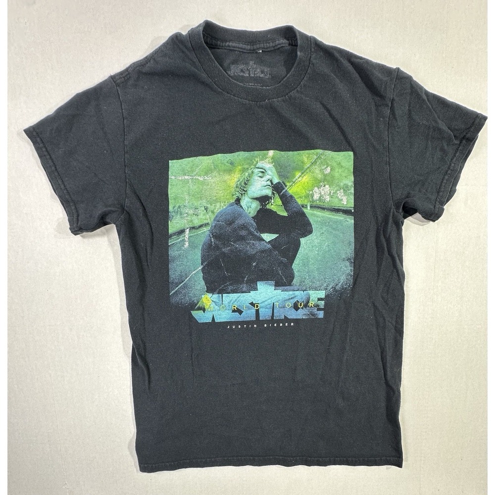 justin bieber justice world tour shirt black short‎ sleeve size S